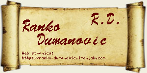 Ranko Dumanović vizit kartica